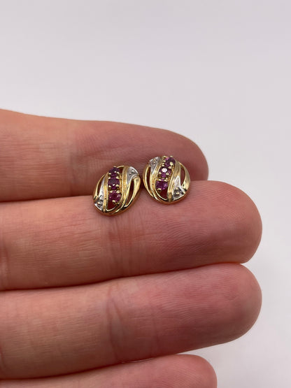 9ct gold ruby earrings