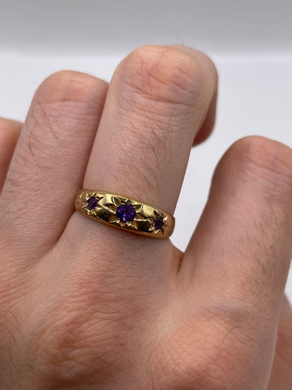 9ct gold amethyst gypsy ring