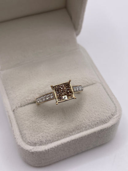 9ct gold diamond cluster ring