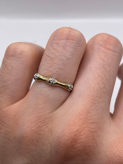 9ct gold diamond bamboo ring