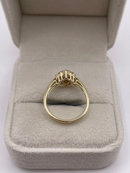 9ct gold emerald and diamond ring