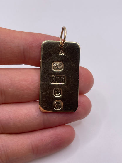 Heavy 9ct gold ingot pendant