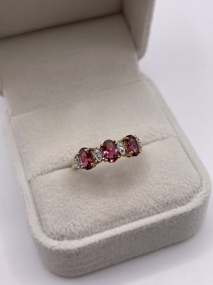 9ct gold tourmaline and diamond ring