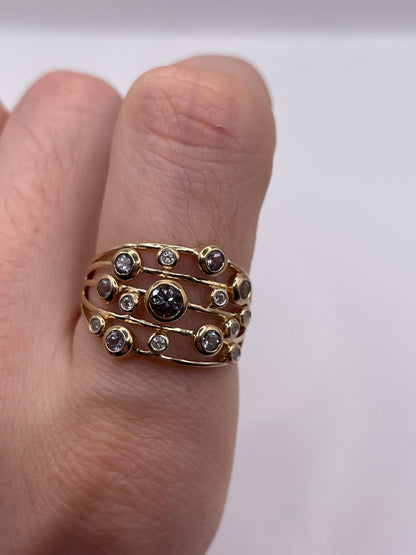 9ct gold quartz and zircon ring