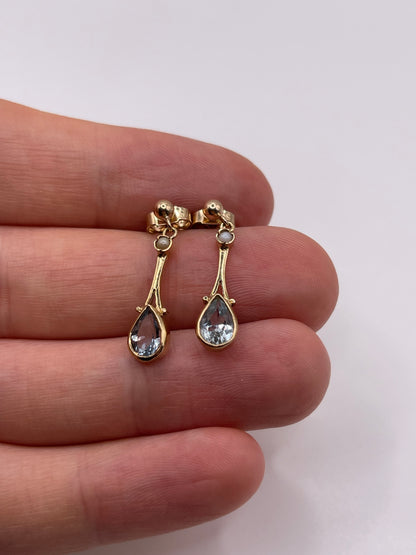 9ct gold aquamarine and pearl earrings