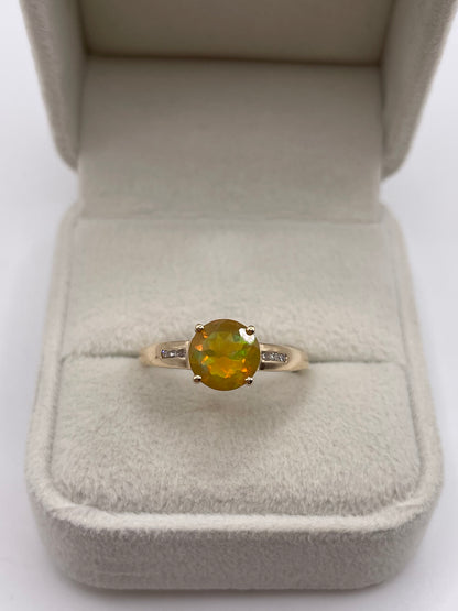9ct gold opal and diamond ring