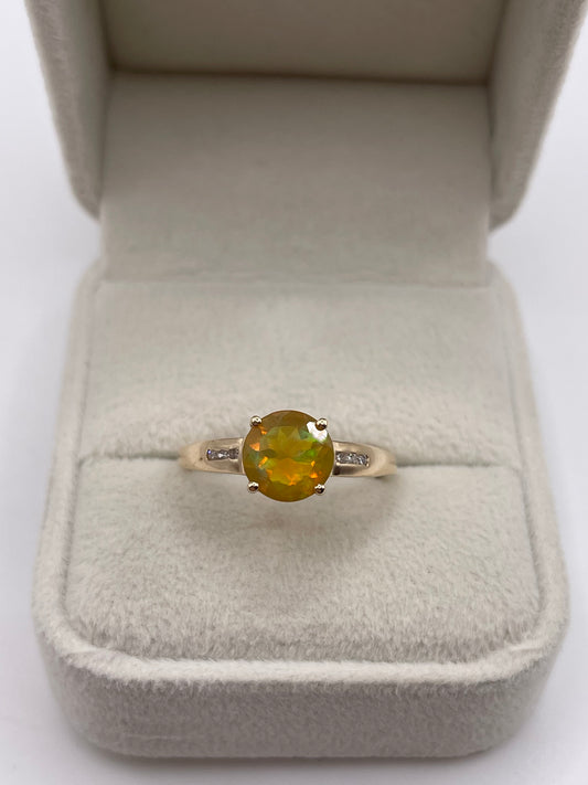 9ct gold opal and diamond ring