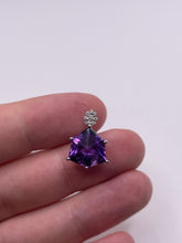 Load image into Gallery viewer, 9ct white gold amethyst and diamond pendant
