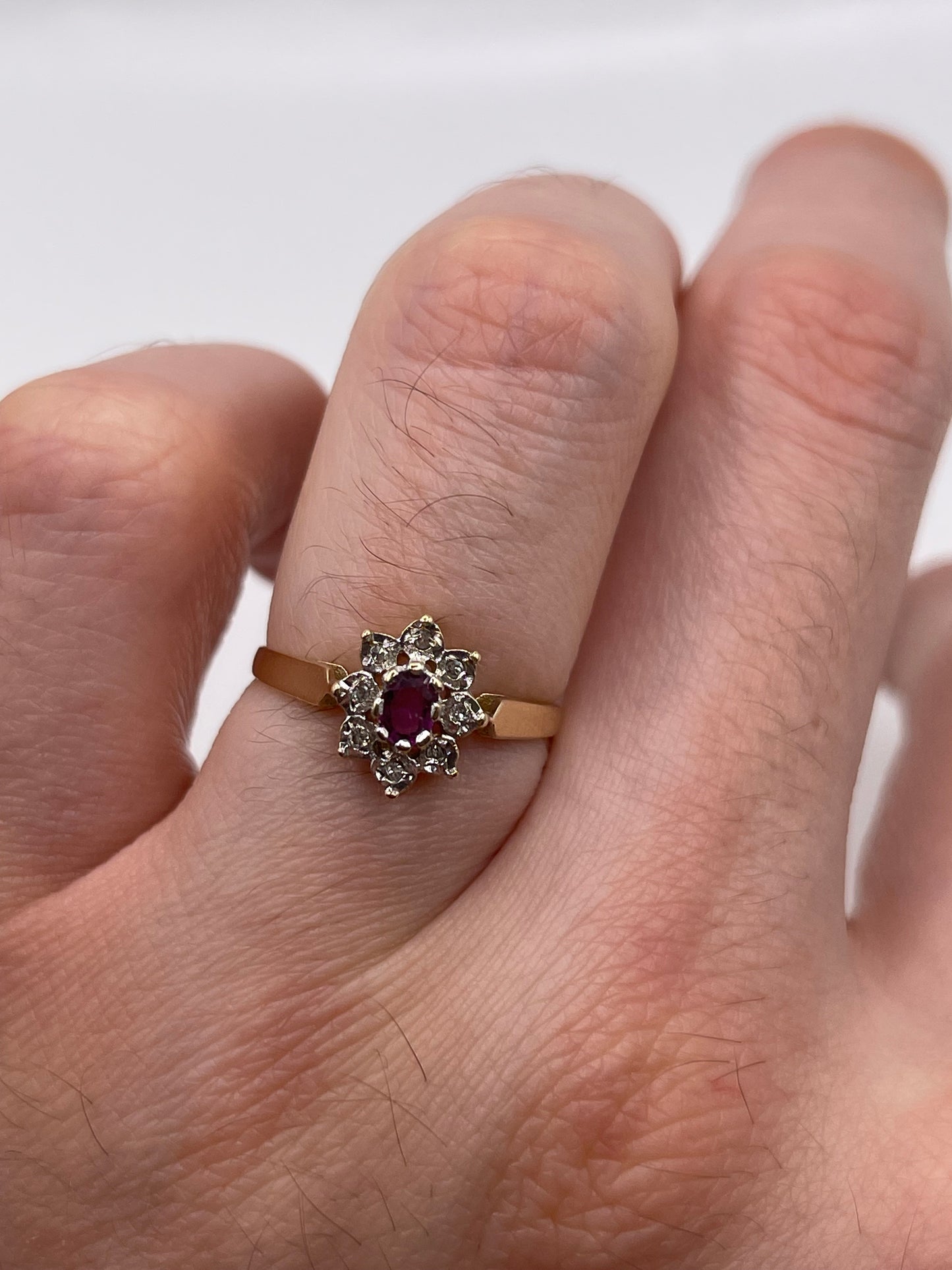 9ct gold ruby and diamond ring