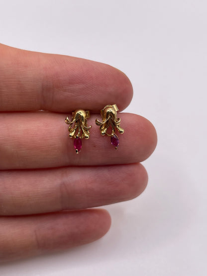 9ct gold ruby earrings