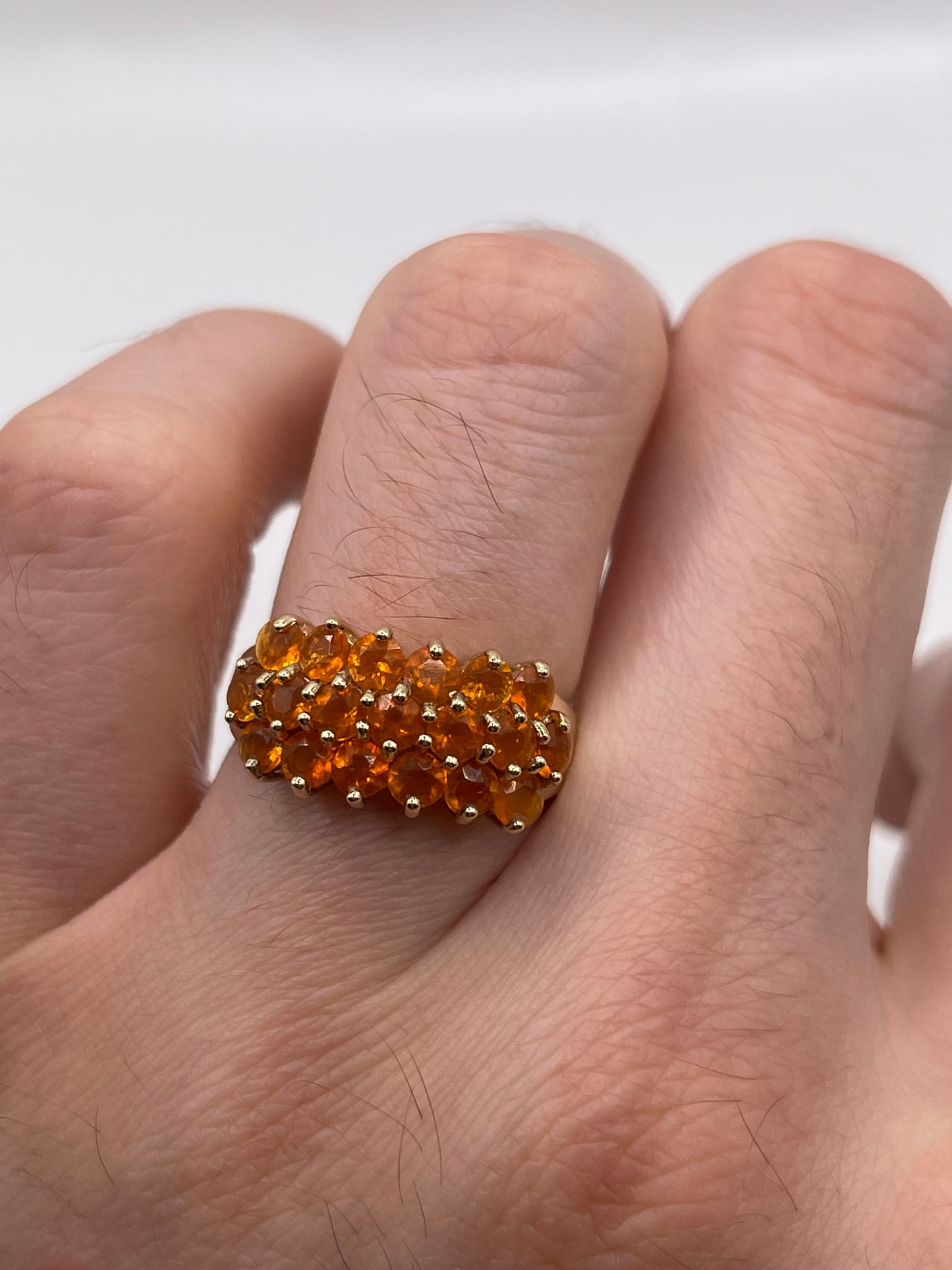 9ct gold fire opal cluster ring