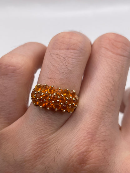 9ct gold fire opal cluster ring