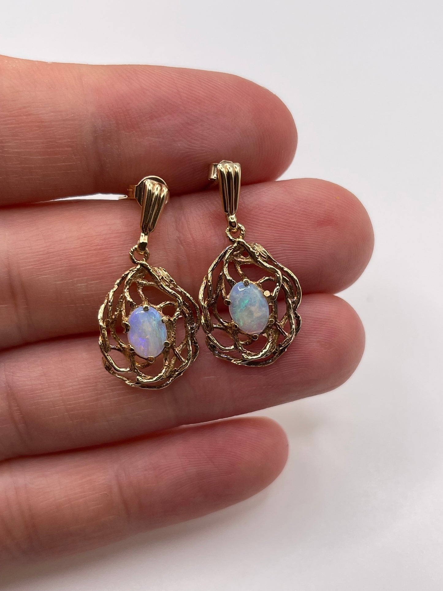 9ct gold opal earrings
