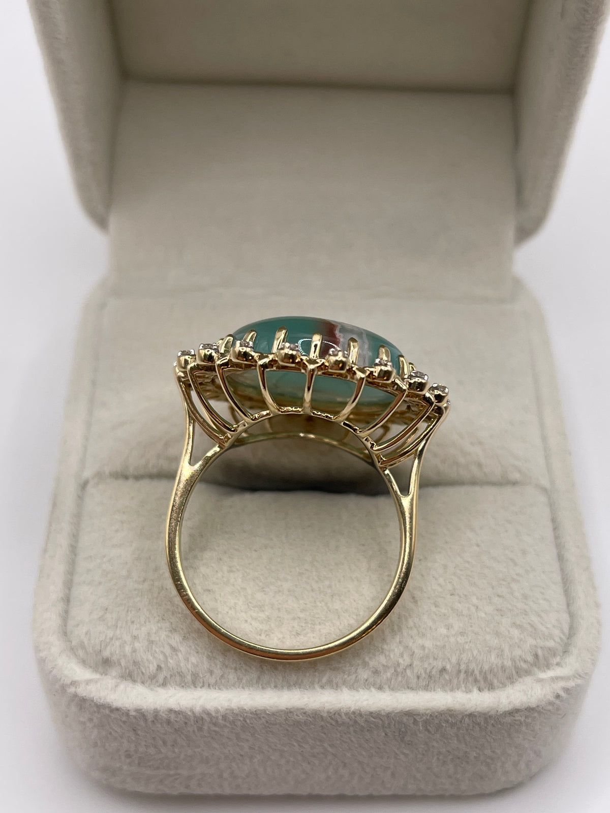 9ct gold aquaprase and zircon ring