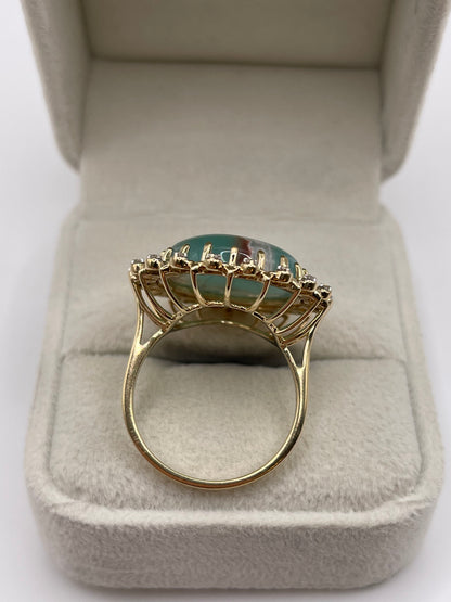 9ct gold aquaprase and zircon ring