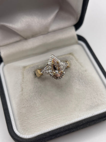 9ct gold morganite and zircon ring