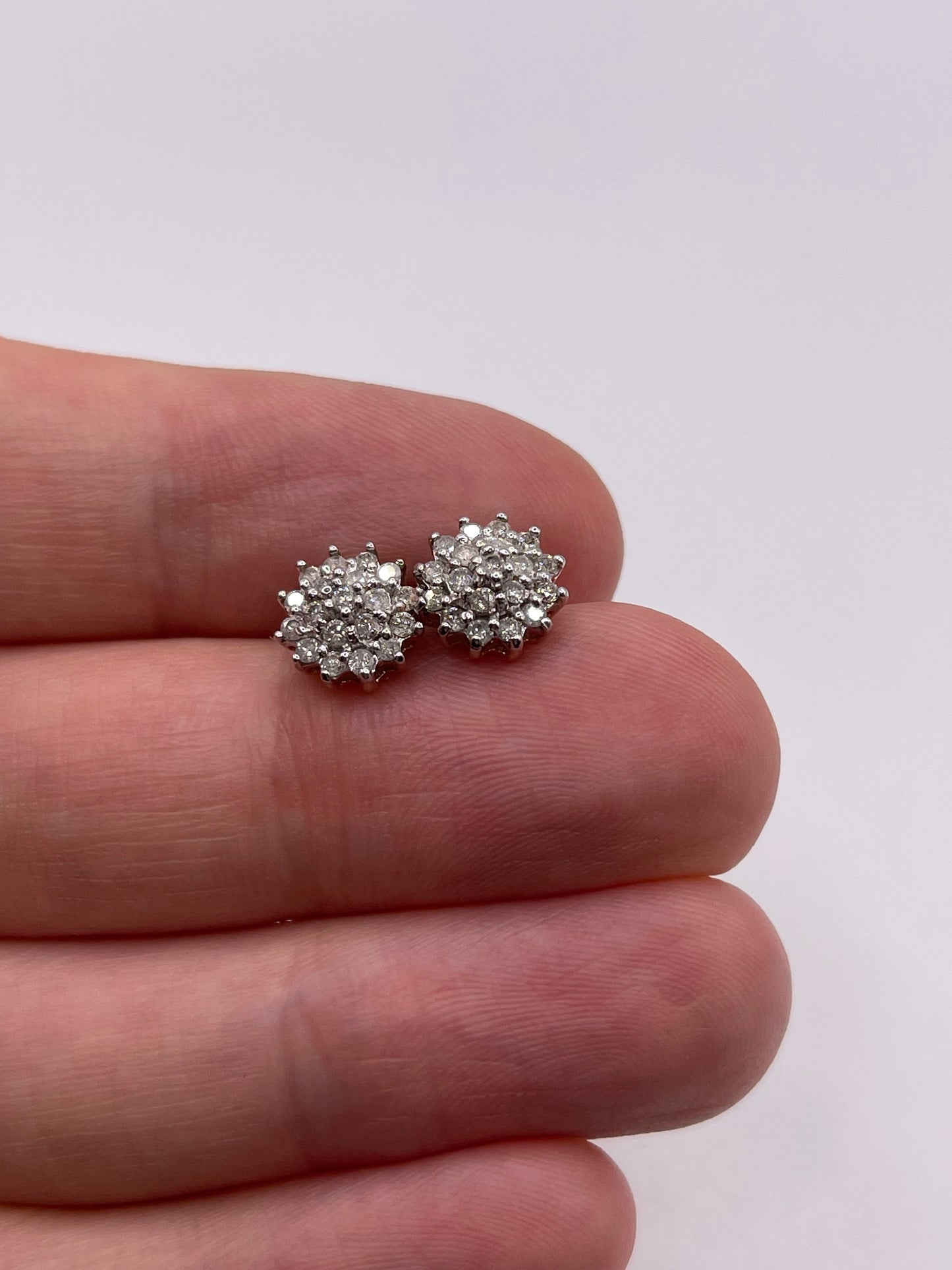 9ct gold diamond cluster earrings