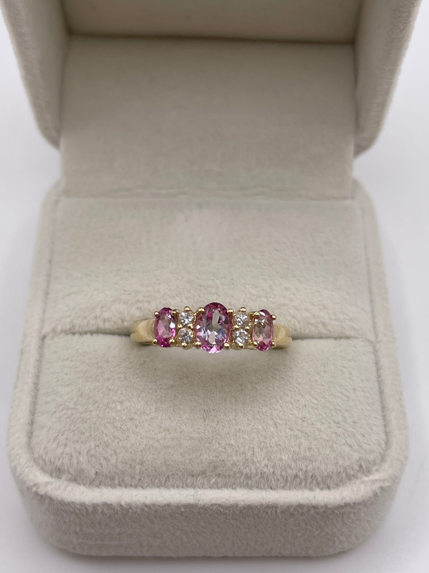 9ct gold pink topaz cluster ring