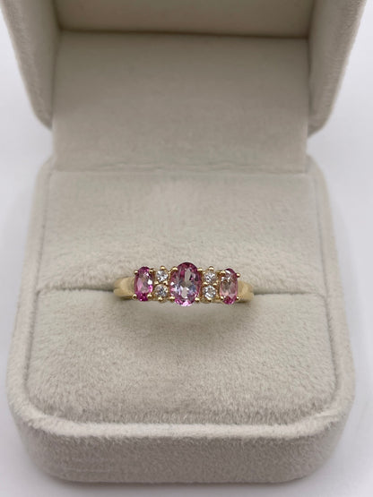 9ct gold pink topaz cluster ring
