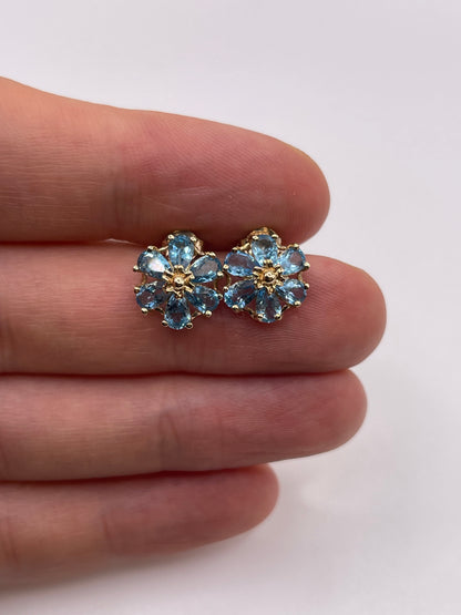 9ct gold topaz cluster earrings