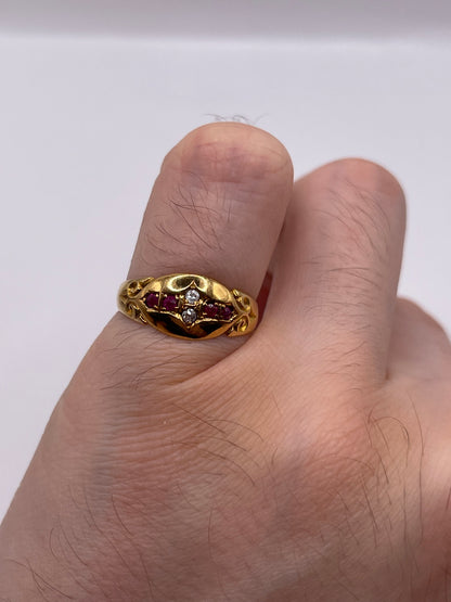 Antique 18ct gold ruby and diamond ring