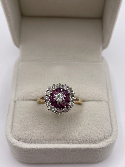 9ct gold ruby and diamond ring