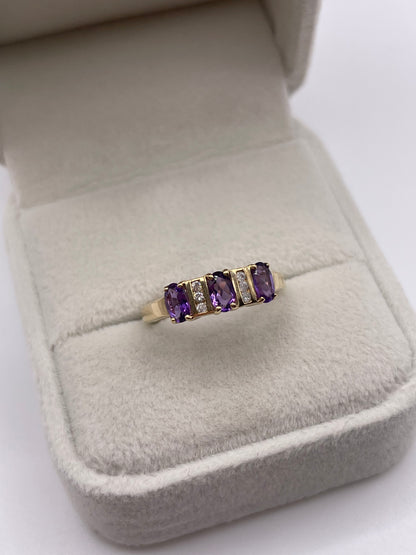 9ct gold amethyst and diamond ring