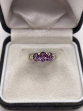 Load image into Gallery viewer, 9ct gold amethyst and diamond ring
