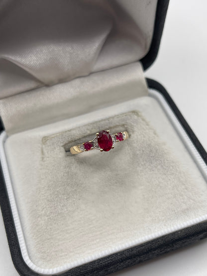 9ct gold ruby and diamond ring