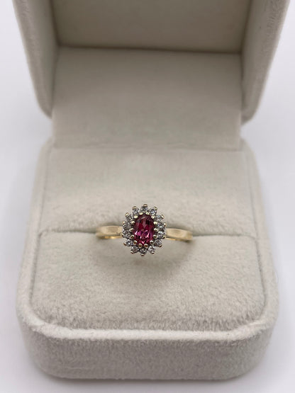 9ct gold tourmaline and diamond ring