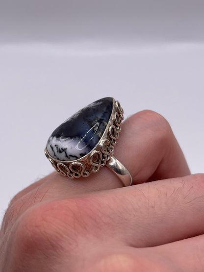 Silver gemstone ring