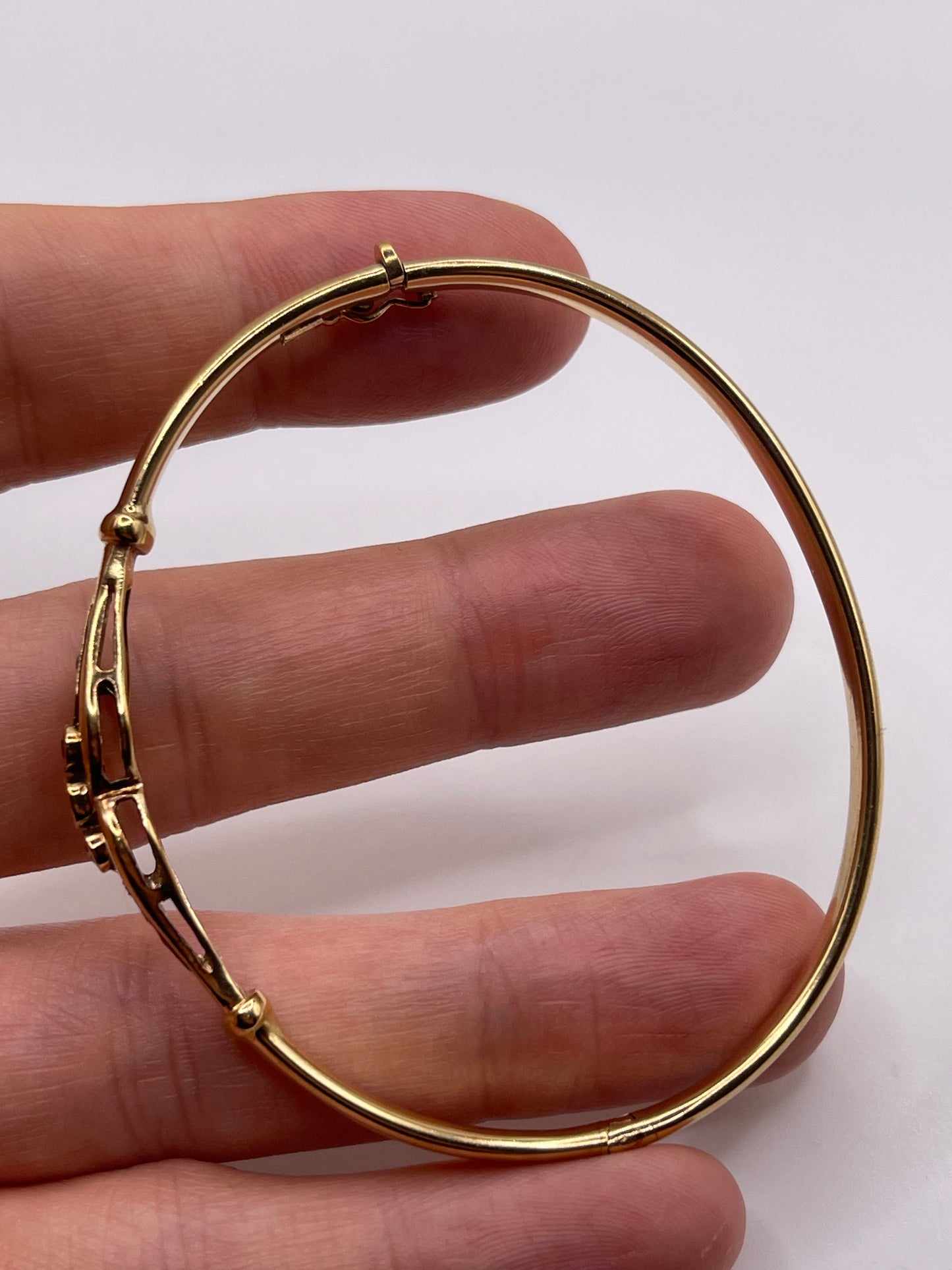 9ct gold ruby and cz bangle