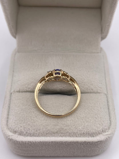 9ct gold tanzanite and diamond ring