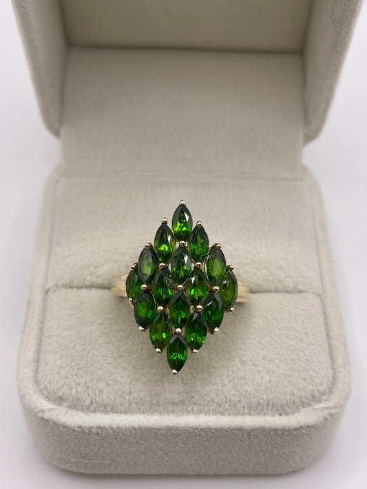 9ct gold diopside cluster ring