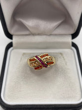 Load image into Gallery viewer, 9ct gold ruby, fire opal and citrine ring
