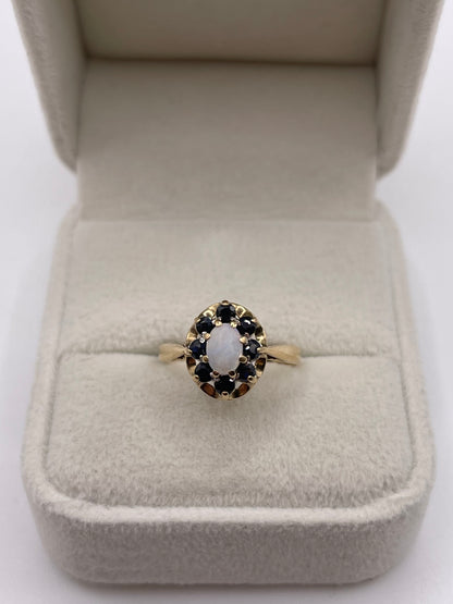 9ct gold opal and sapphire ring
