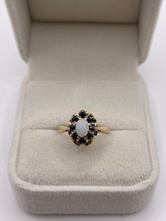 9ct gold opal and sapphire ring