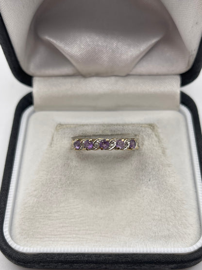 9ct gold amethyst and diamond ring