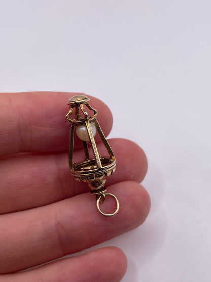 9ct gold pearl lantern charm