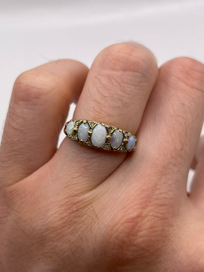9ct gold opal and diamond ring