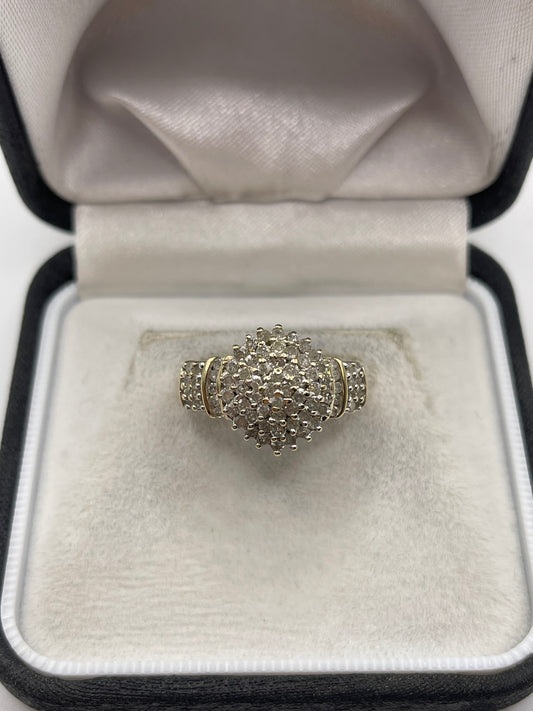 9ct gold 1ct diamond cluster ring