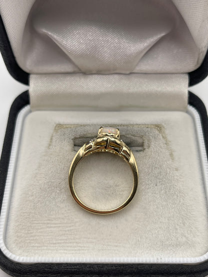 9ct gold opal and diamond ring