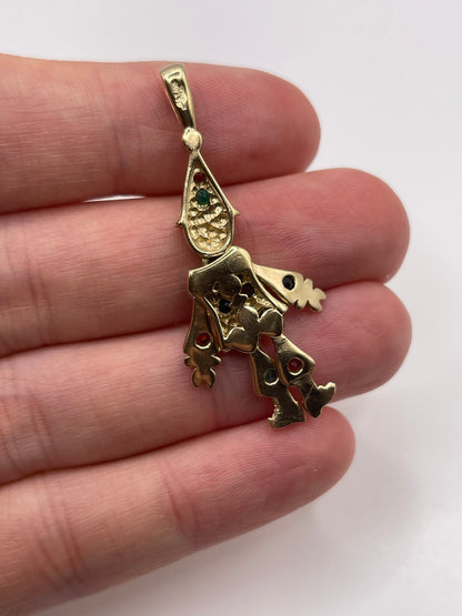 9ct gold multi gemstone clown pendant