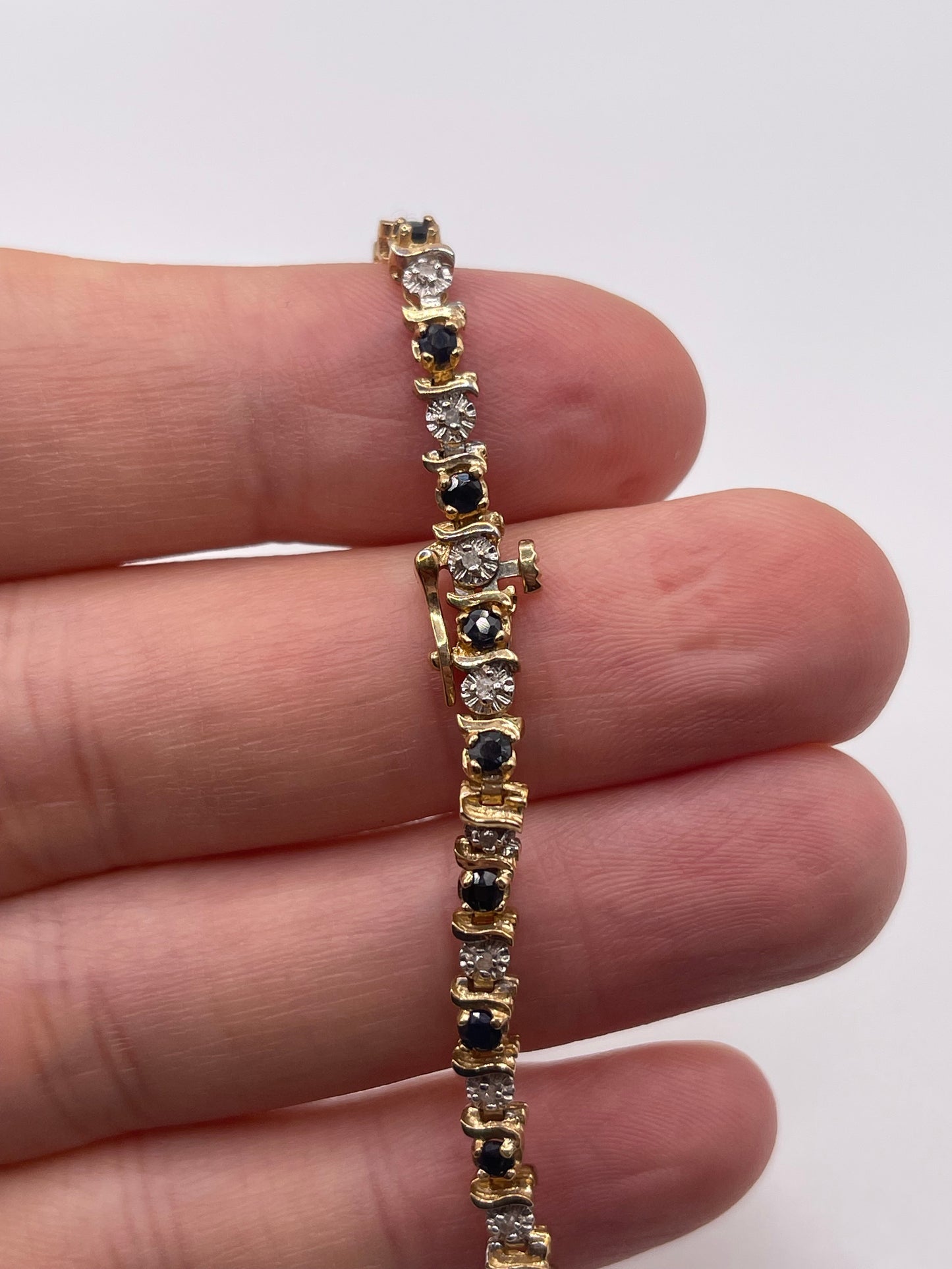 9ct gold sapphire and diamond bracelet
