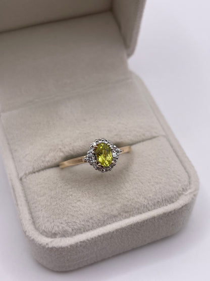 9ct gold sphene and zircon ring