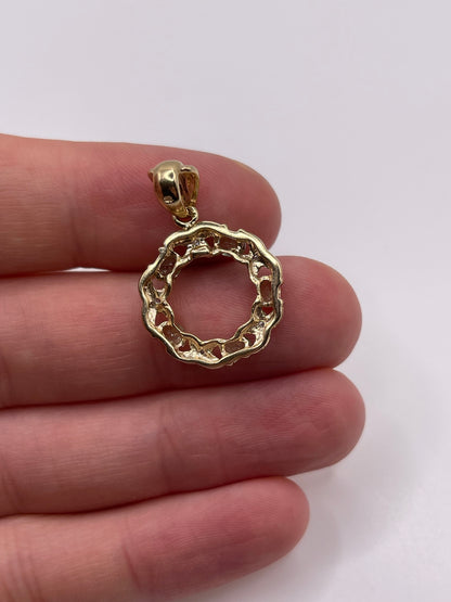 9ct gold green sapphire and diamond pendant