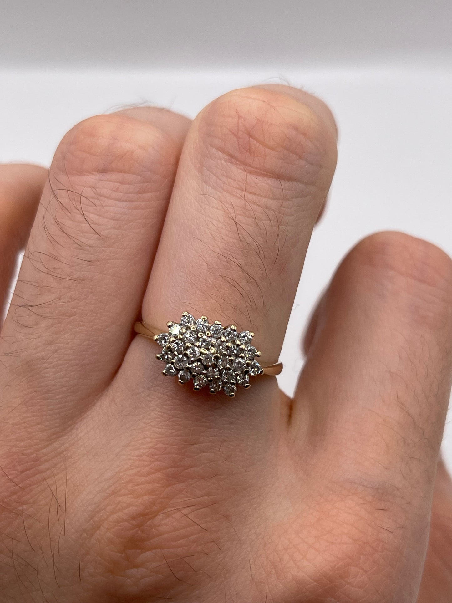 9ct gold 50 point diamond cluster ring