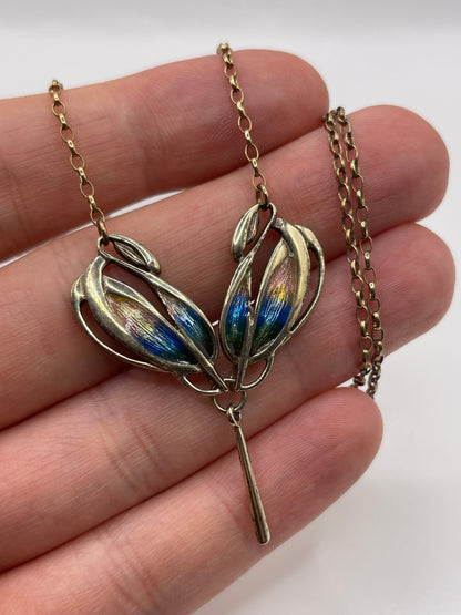 9ct gold enamel necklace