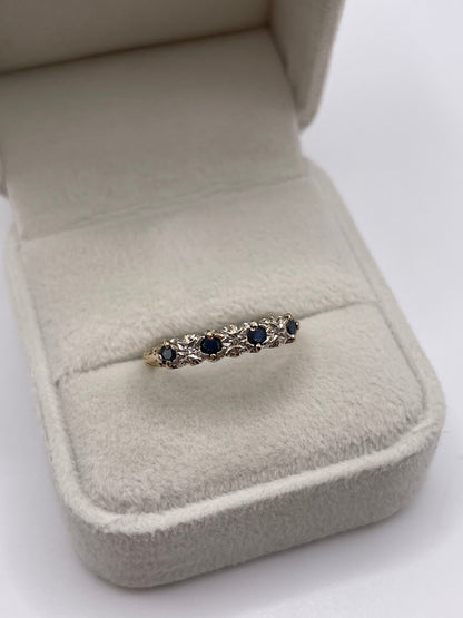 9ct gold sapphire and diamond ring
