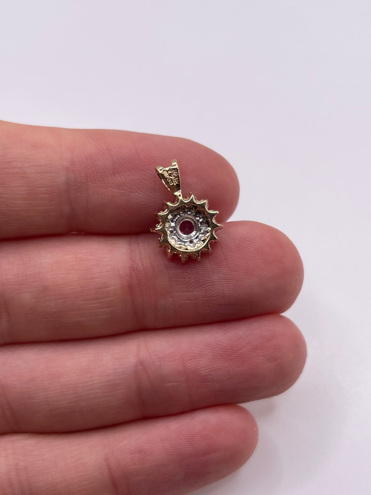9ct gold ruby and diamond pendant